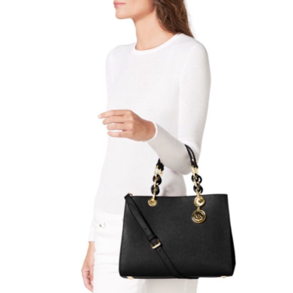 Michael Kors Saffiano Leather Cynthia Satchel - Picture 5 of 16